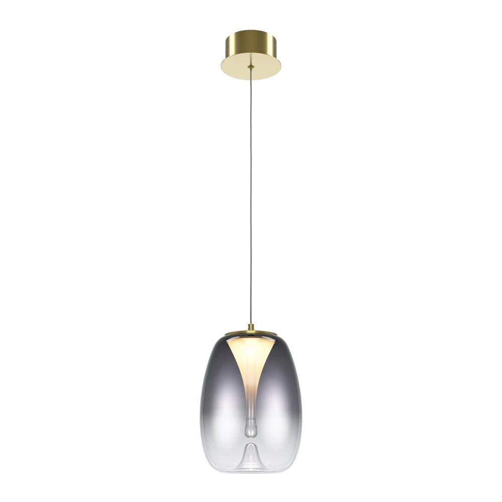 Pendul din Aluminiu Auriu si Sticla Fumuriu H333.1xL20cm Splash