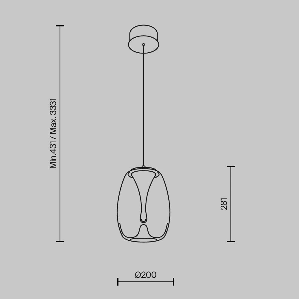 Pendul din Aluminiu Auriu si Sticla Fumuriu H333.1xL20cm Splash
