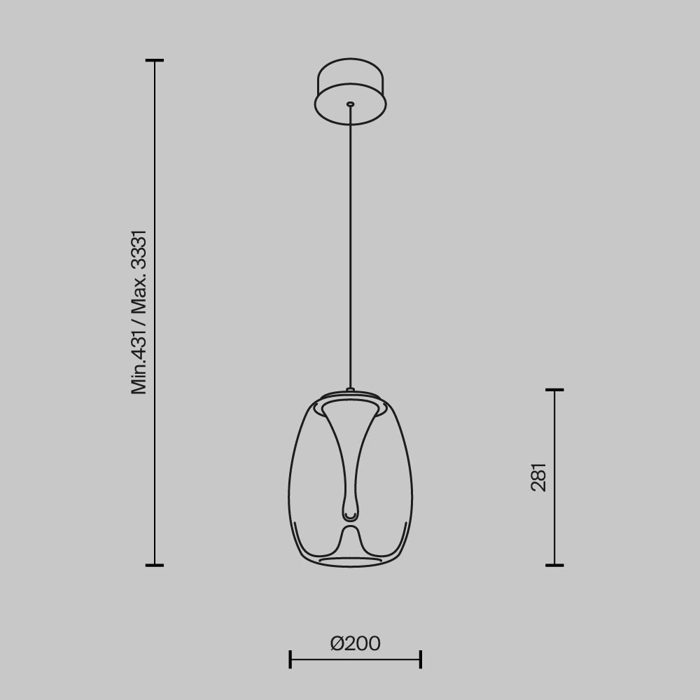 Pendul din Aluminiu Auriu si Sticla Transparent H333.1xL20cm Splash