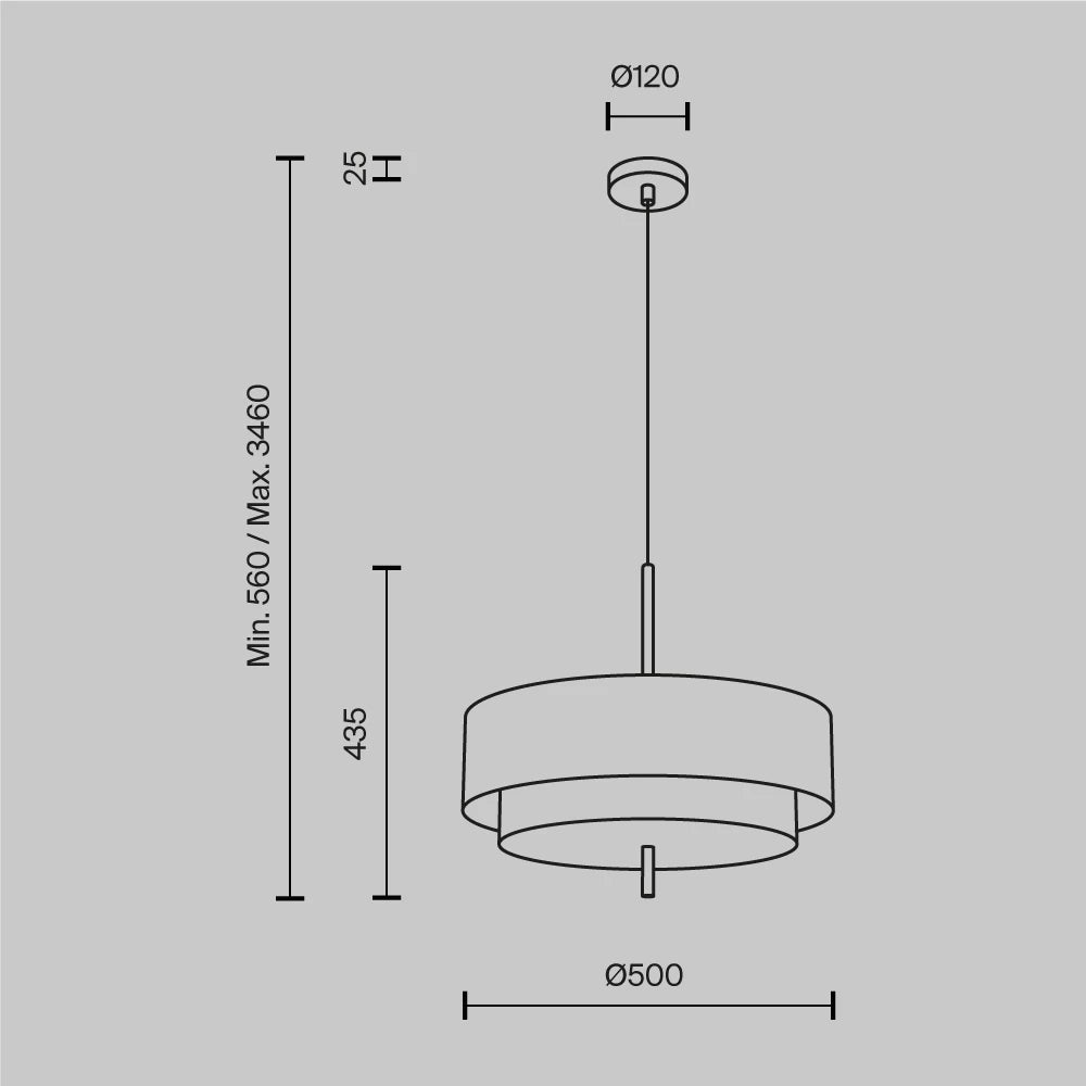 Pendul din Metal Negru si Textil Alb H346xD50cm Bergamo