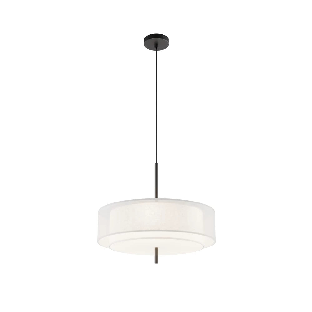 Pendul din Metal Negru si Textil Alb H346xD50cm Bergamo