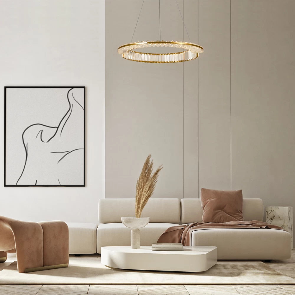 Lustra din Metal Alama si Cristal Transparent H12xD60cm Krone