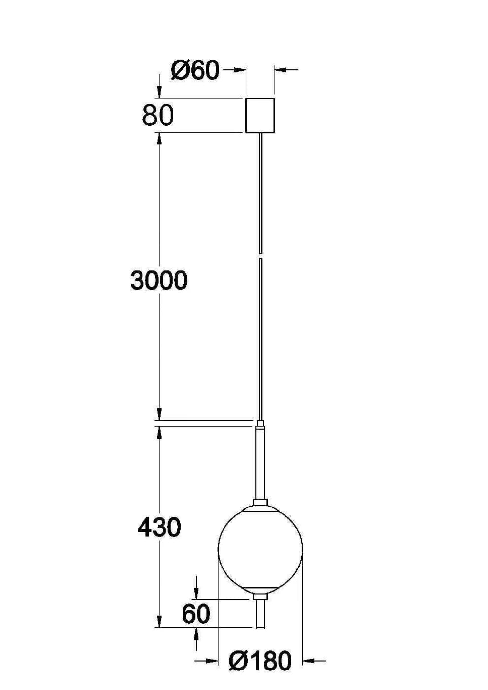 Pendul din Metal Alama si Sticla Alb H351xL18cm The Sixth Sense