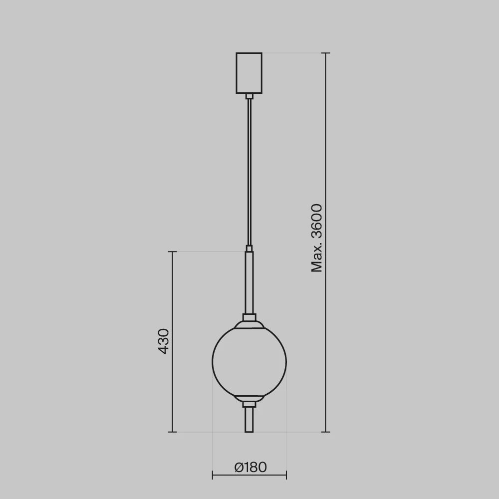 Pendul din Metal Negru si Sticla Alb H351xD18cm The Sixth Sense