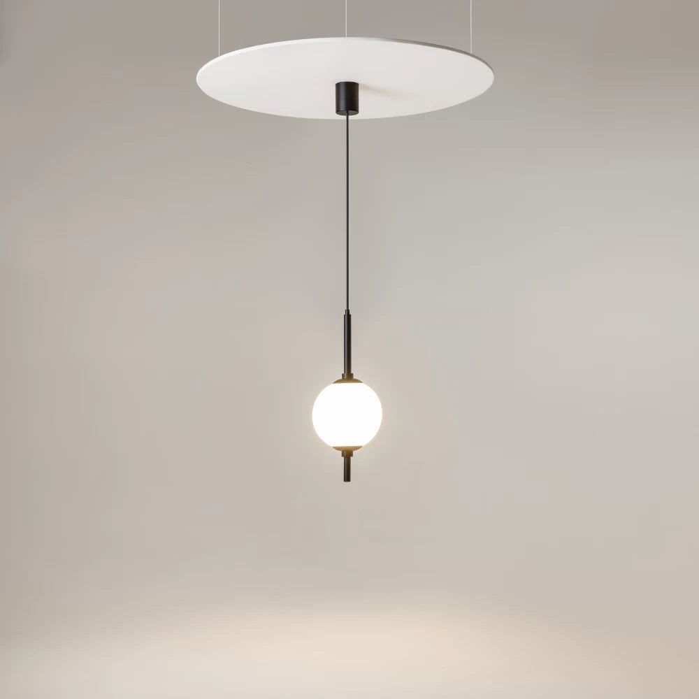Pendul din Metal Negru si Sticla Alb H351xD18cm The Sixth Sense