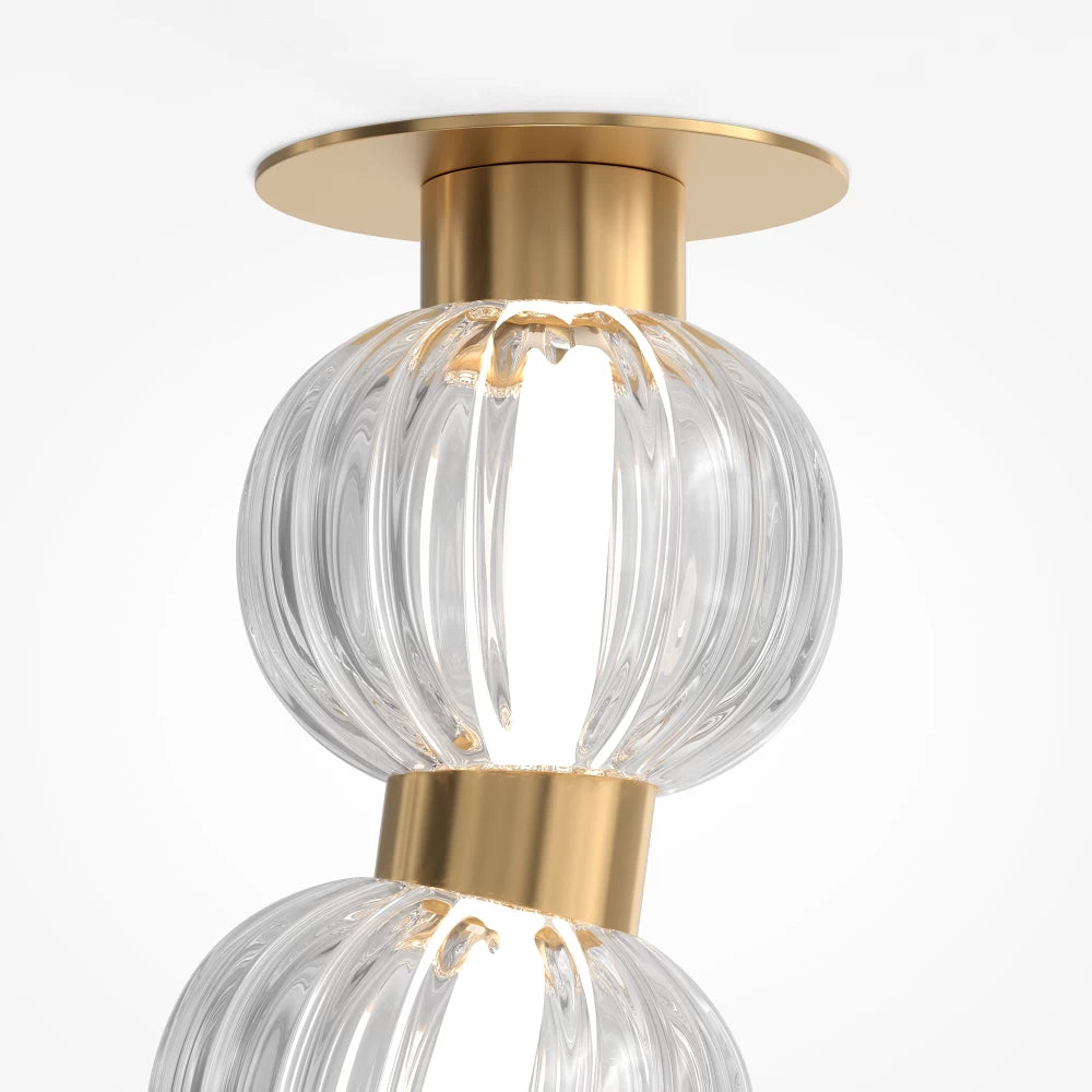 Plafoniera din Metal Auriu si Sticla Transparent H63.6xL150cm Amulet