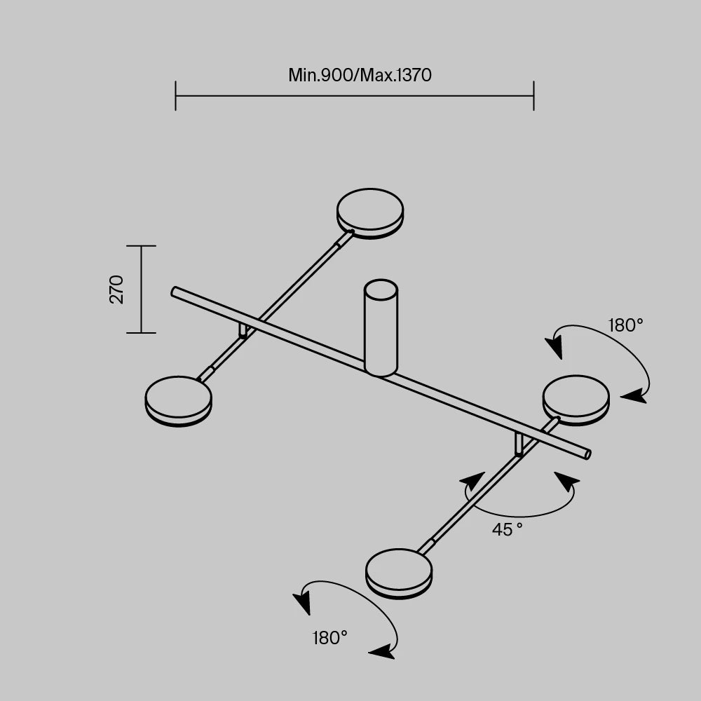 Plafoniera din Metal Negru H27xL115.1cm Fad