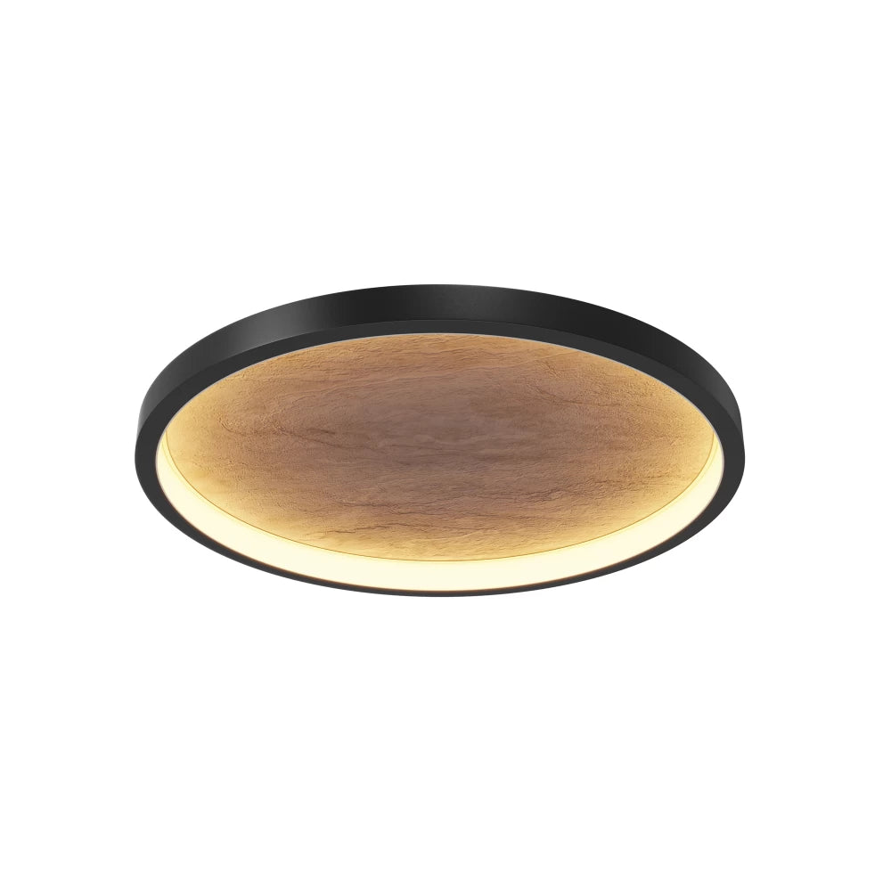 Plafoniera din Metal Negru si Piatra Negru H7xD59.5cm Orign