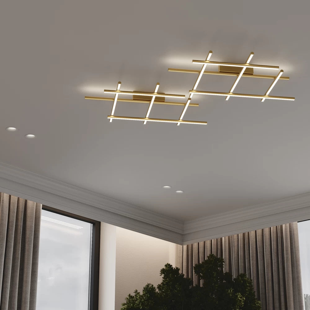 Plafoniera din Aluminiu Auriu si Silicon Alb H13xL85cm Radiance