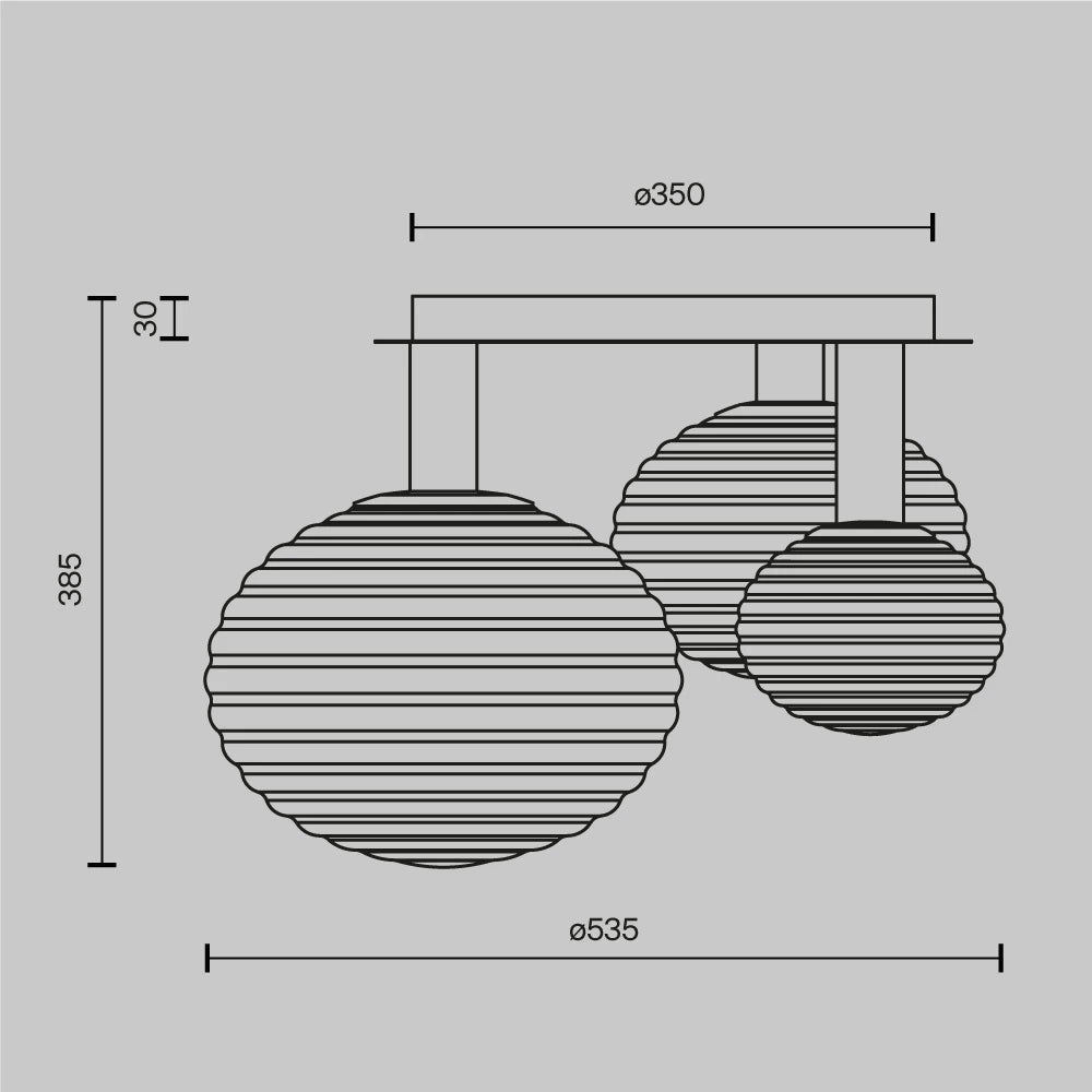 Plafoniera din Metal Negru si Sticla Fumuriu H38.5xL53.5cm Reels