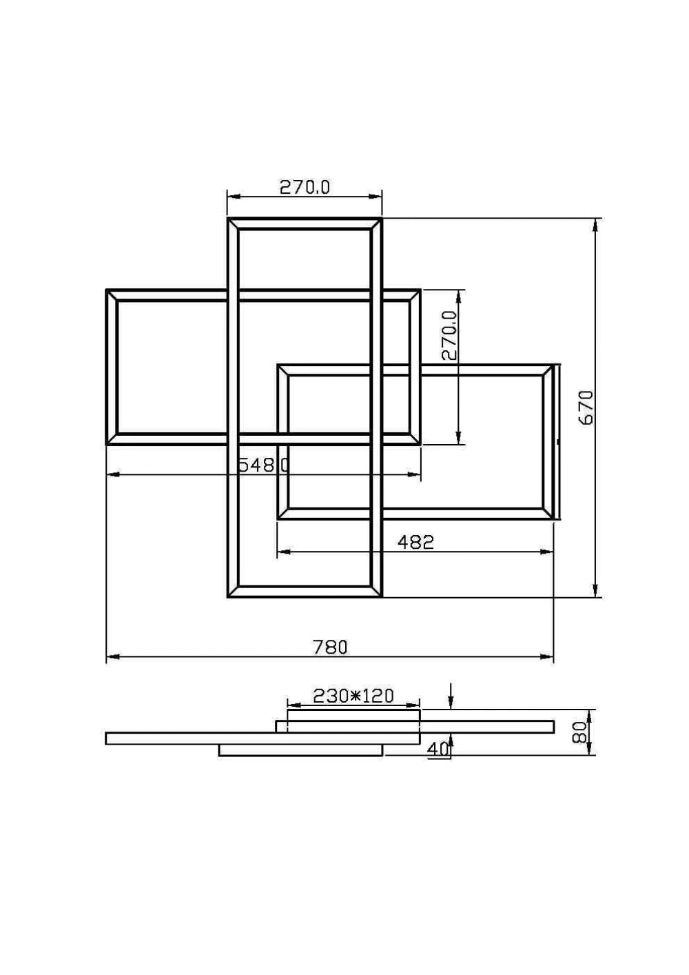 Plafoniera din Aluminiu Auriu si Acrilic Alb H8xL67cm Rida