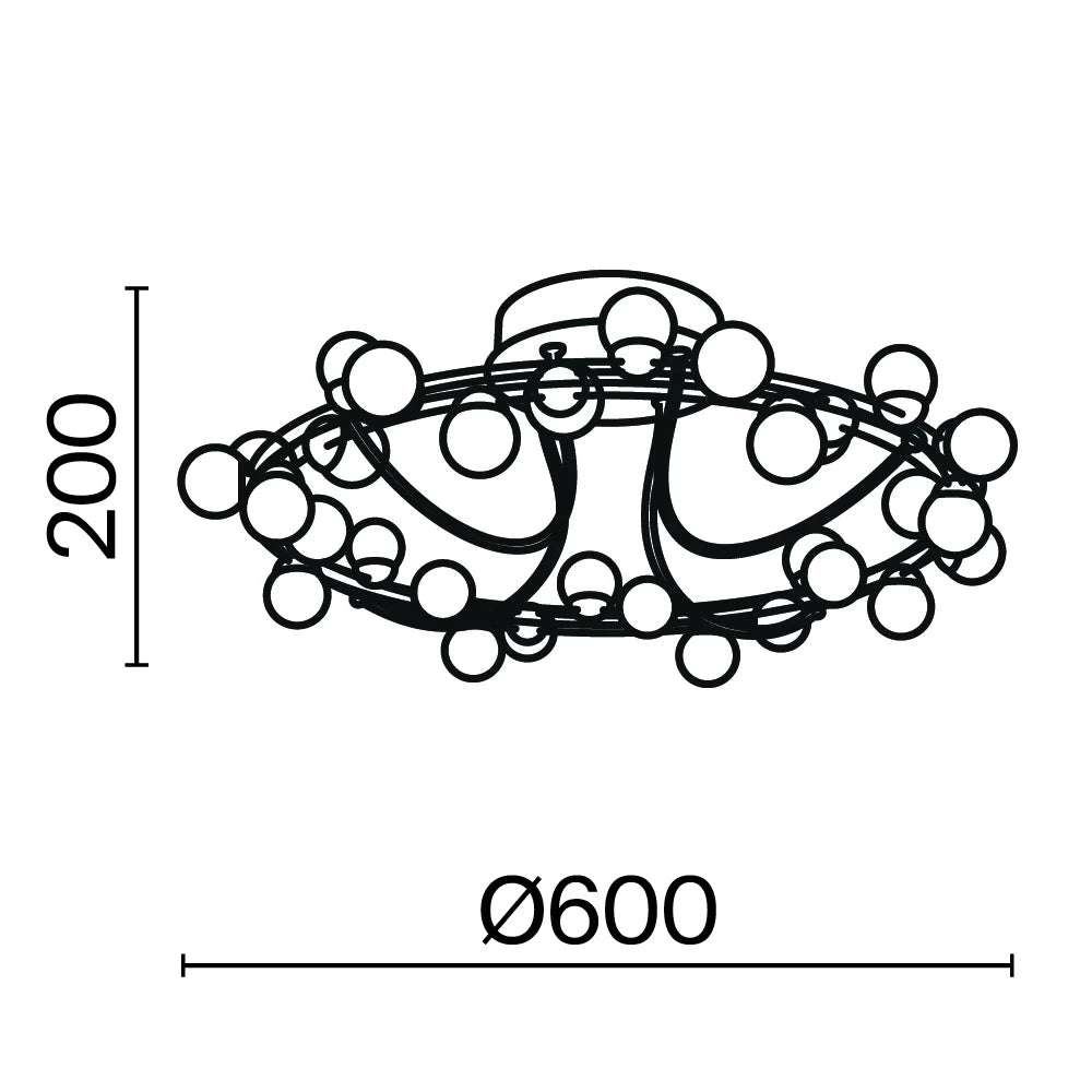 Plafoniera din Otel inoxidabil Auriu si Plastic Alb H20xD60cm Tessara
