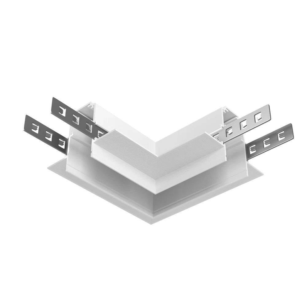 Conector L pentru sina gips-carton incastrata 12.5mm Exility din Aluminiu Alb