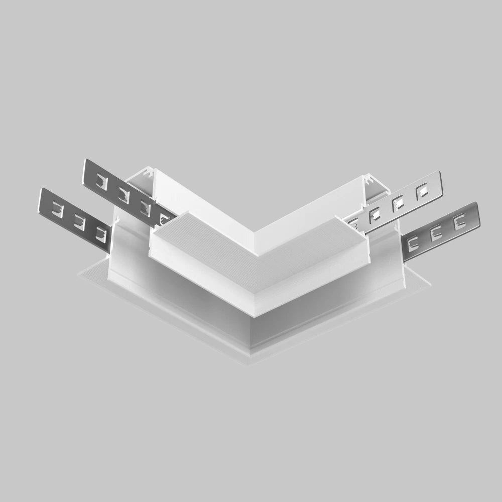 Conector L pentru sina gips-carton incastrata 12.5mm Exility din Aluminiu Alb