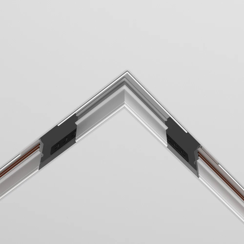 Conector L pentru sina gips-carton incastrata 12.5mm Exility din Aluminiu Alb