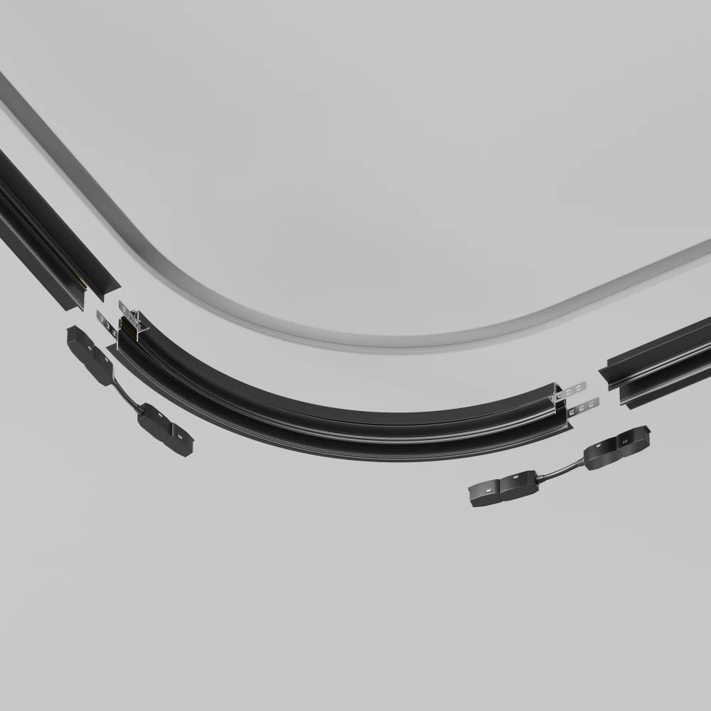 Conector semicer pentru sina gips-carton 12.5mm Radius Exility din Aluminiu Negru