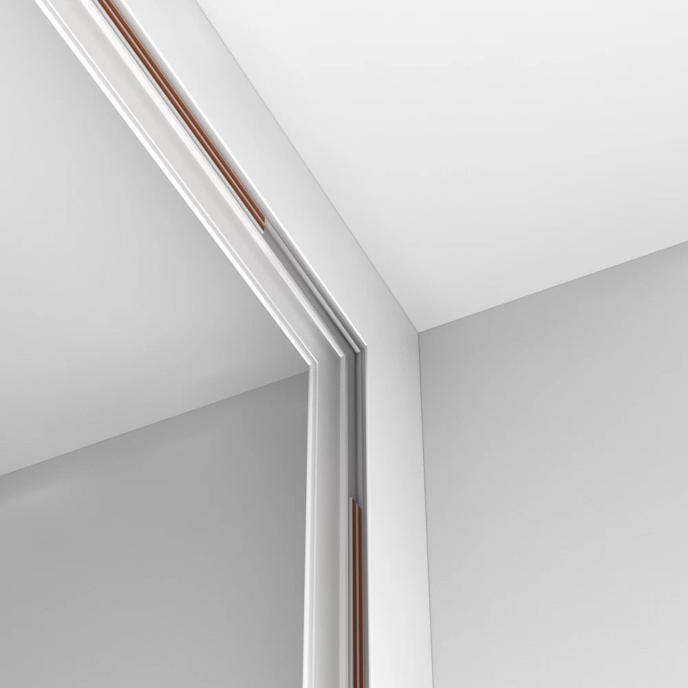 Conector L intern pentru sina aplicata Exility din Aluminiu Alb