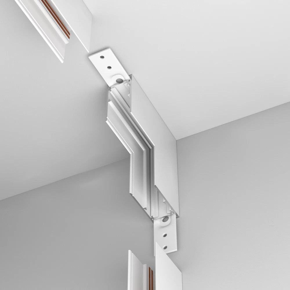 Conector L intern pentru sina aplicata Exility din Aluminiu Alb