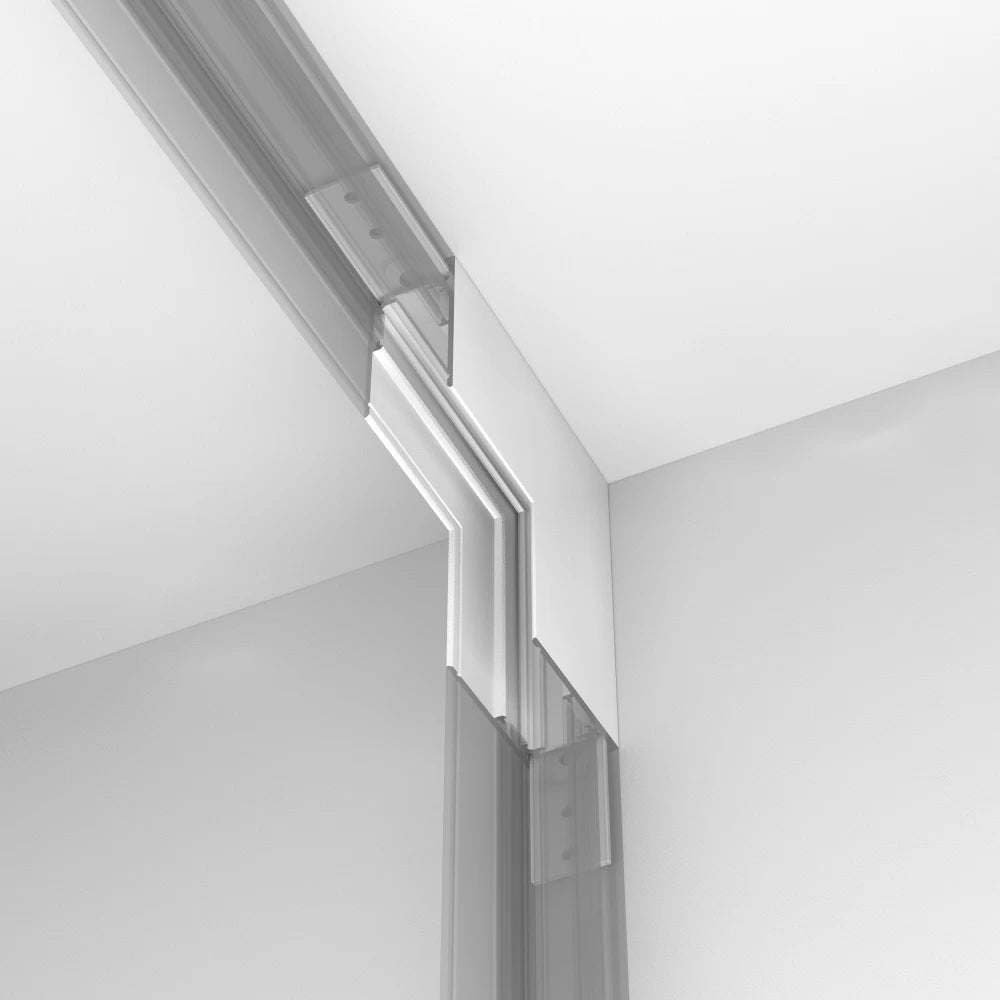 Conector L intern pentru sina aplicata Exility din Aluminiu Alb