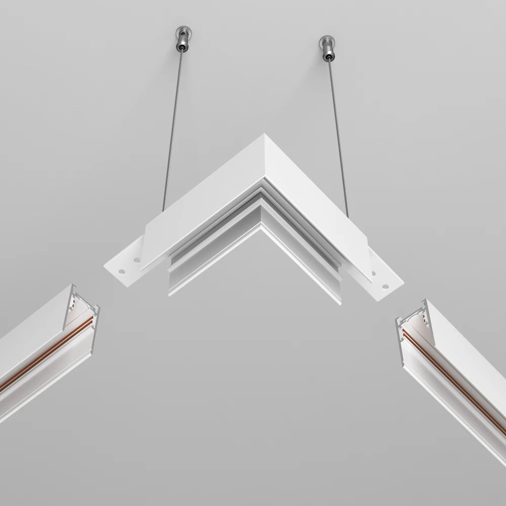 Conector L pentru sina aplicata Exility din Aluminiu Alb
