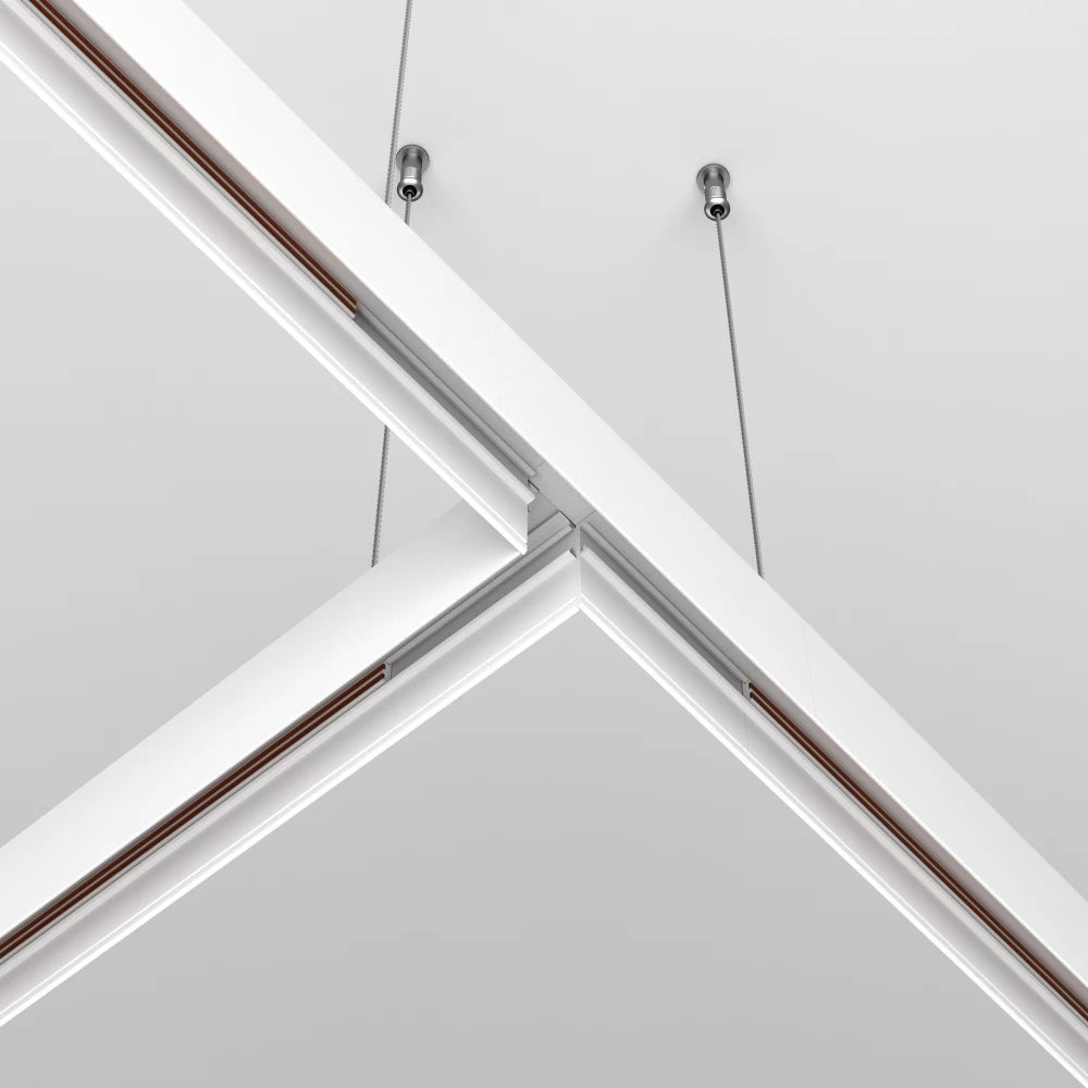 Conector T pentru sina aplicata Exility din Aluminiu Alb