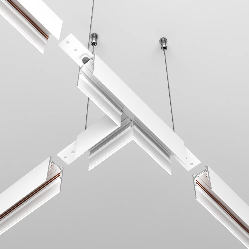 Conector T pentru sina aplicata Exility din Aluminiu Alb