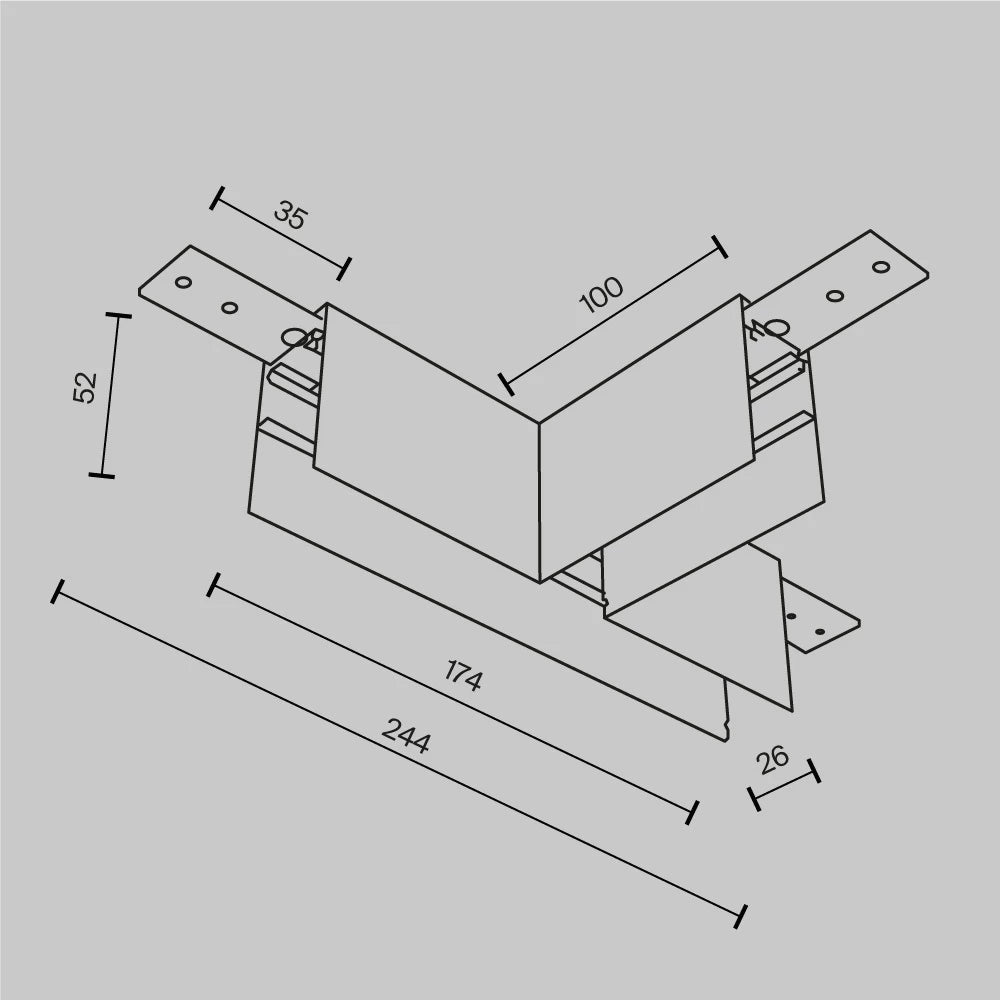 Conector T pentru sina aplicata Exility din Aluminiu Alb