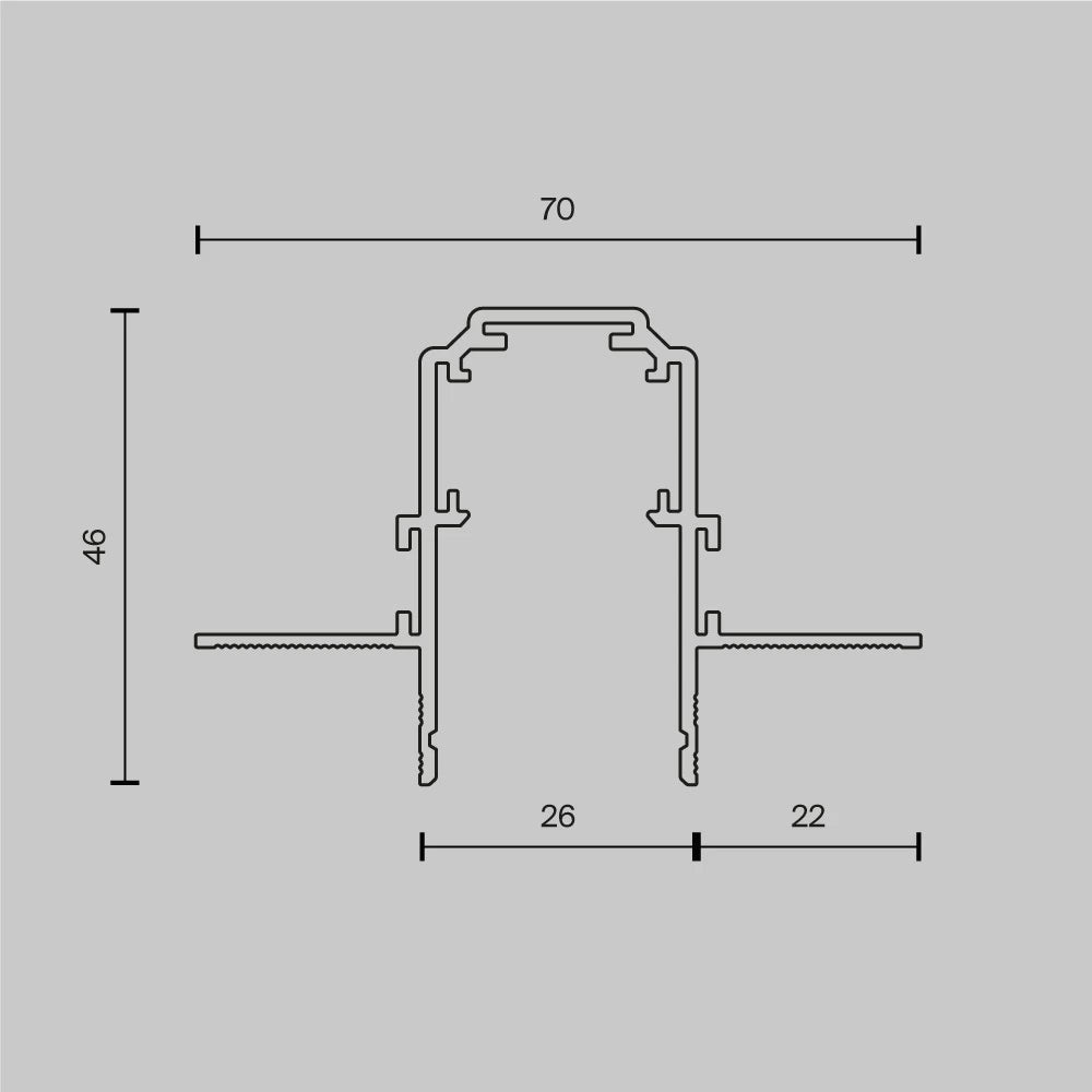 Sina 2 metri incastrata gips-carton 12.5mm Exility din Aluminiu Negru
