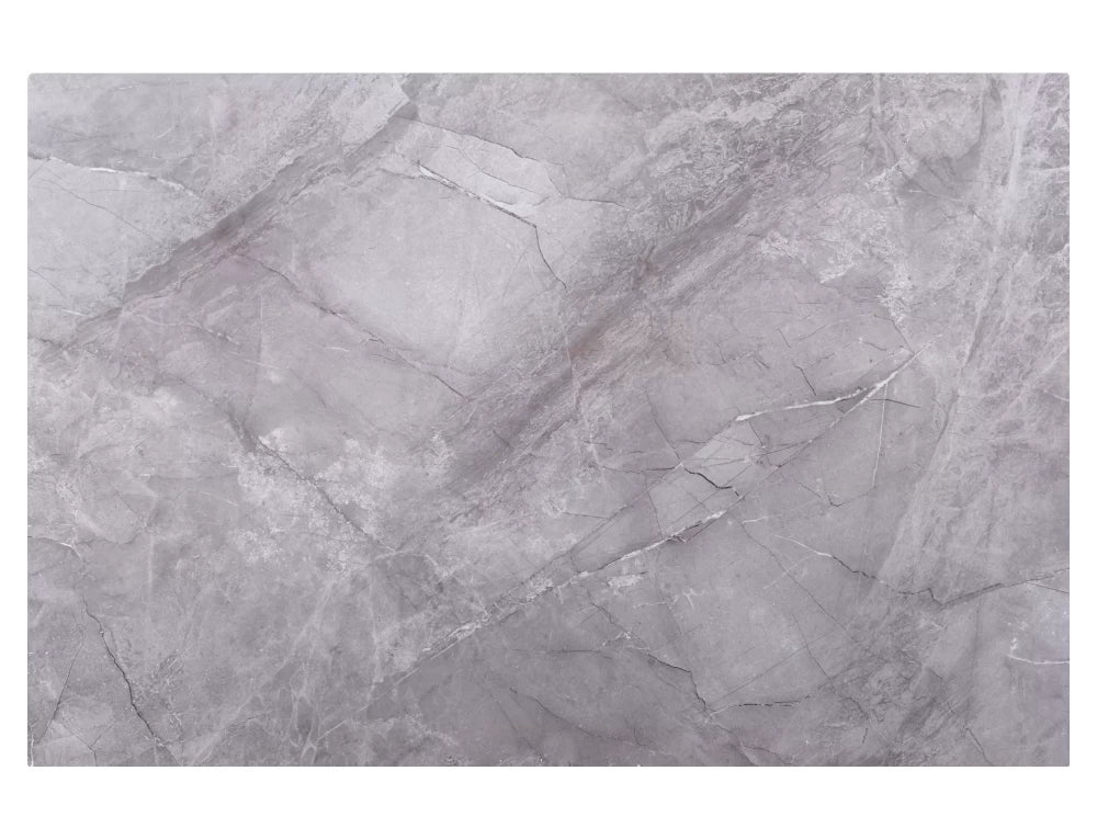 Masa extensibila cu blat din Ceramica cu efect de marmura Gri lucios cu picioare din Lemn Negru mat L120-180cm Sento