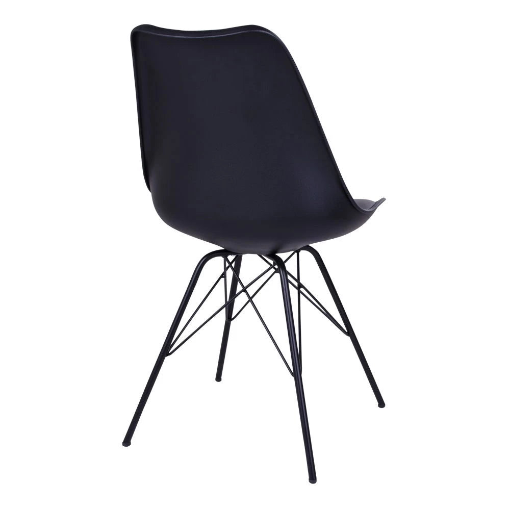 Set 2 scaune din Metal/Plastic Negru si Piele sintetica Negru H84xL48xA55cm Oslo