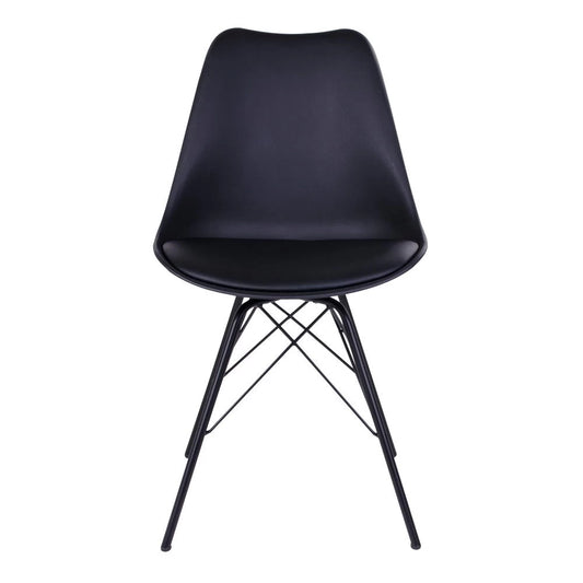 Set 2 scaune din Metal/Plastic Negru si Piele sintetica Negru H84xL48xA55cm Oslo