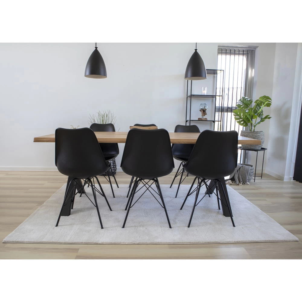 Set 2 scaune din Metal/Plastic Negru si Piele sintetica Negru H84xL48xA55cm Oslo