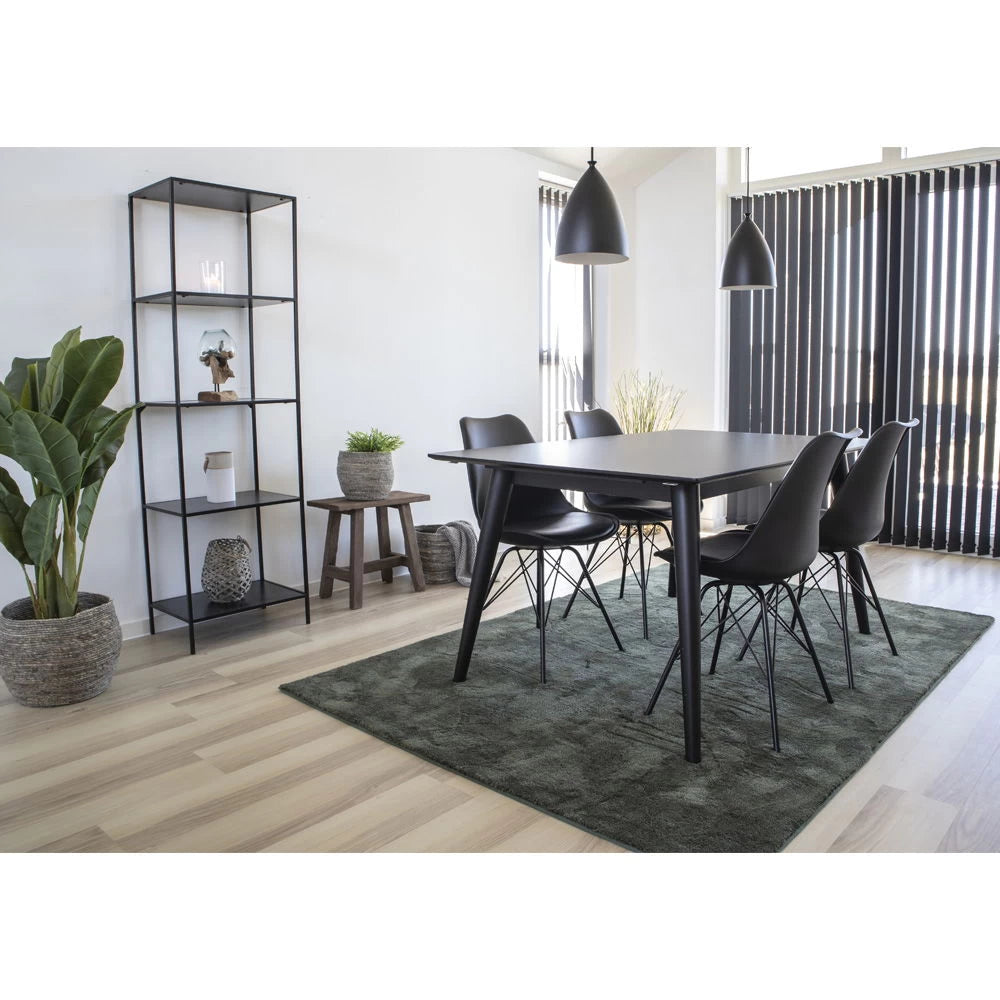Set 2 scaune din Metal/Plastic Negru si Piele sintetica Negru H84xL48xA55cm Oslo