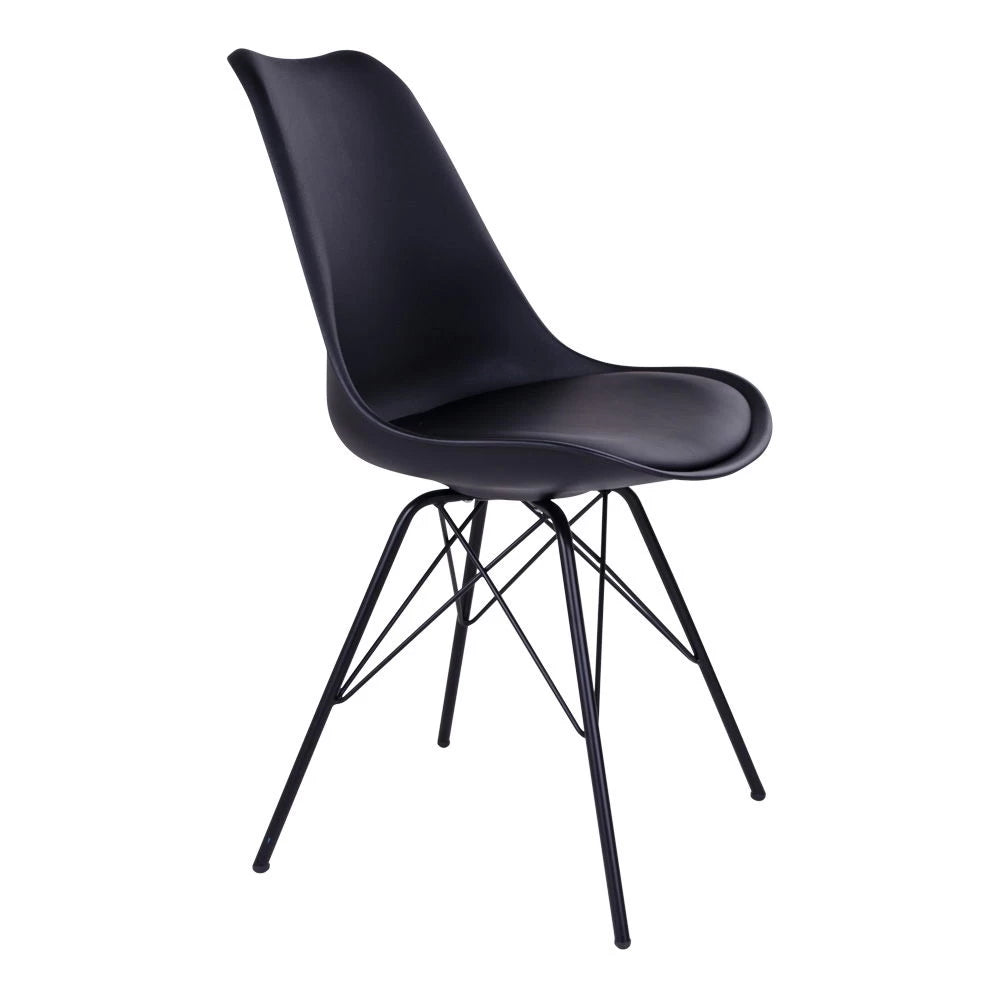 Set 2 scaune din Metal/Plastic Negru si Piele sintetica Negru H84xL48xA55cm Oslo