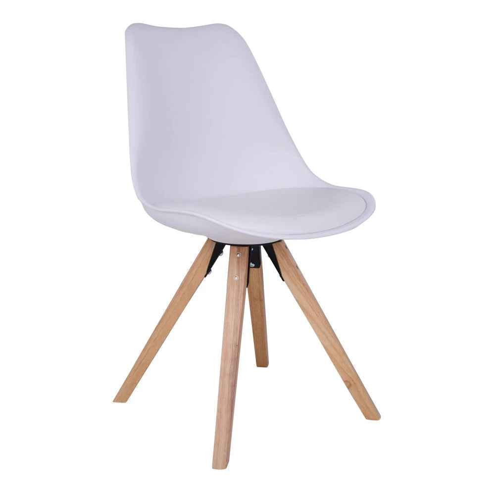 Set 2 scaune din Lemn/Plastic Maro si Piele sintetica Alb H86xL48xA55cm Bergen