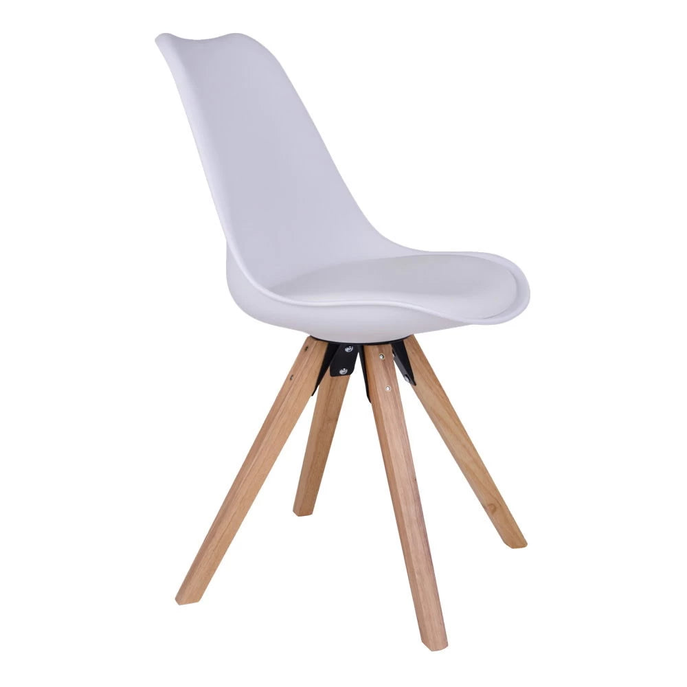 Set 2 scaune din Lemn/Plastic Maro si Piele sintetica Alb H86xL48xA55cm Bergen