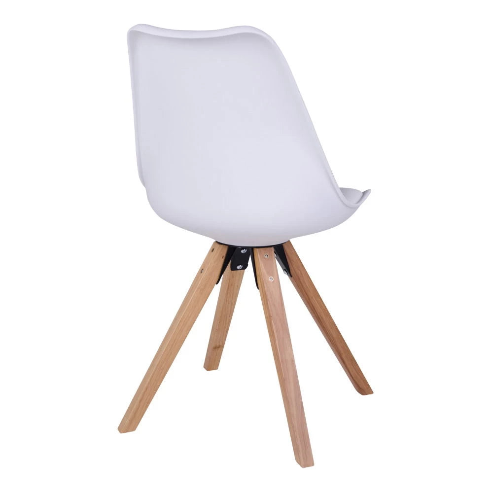 Set 2 scaune din Lemn/Plastic Maro si Piele sintetica Alb H86xL48xA55cm Bergen
