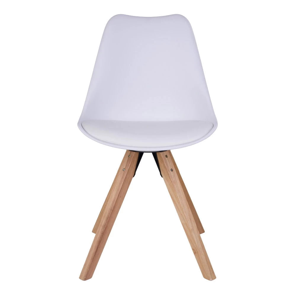 Set 2 scaune din Lemn/Plastic Maro si Piele sintetica Alb H86xL48xA55cm Bergen