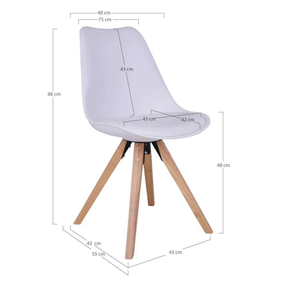 Set 2 scaune din Lemn/Plastic Maro si Piele sintetica Alb H86xL48xA55cm Bergen