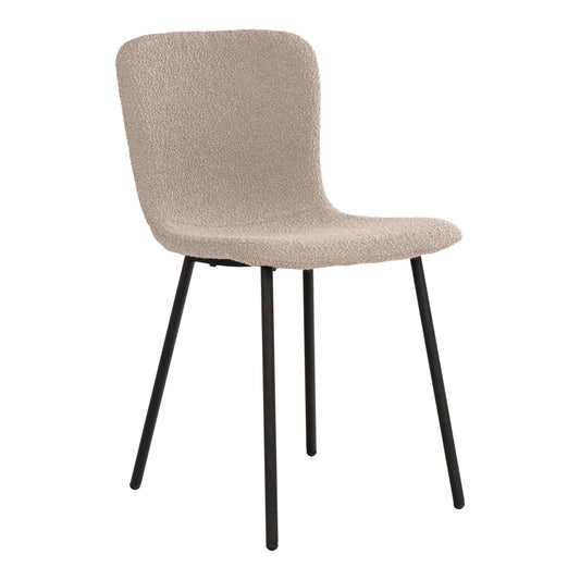 Set 2 scaune din Metal Negru si Stofa boucle Bej H76.5xL44.5xA52.5cm Halden