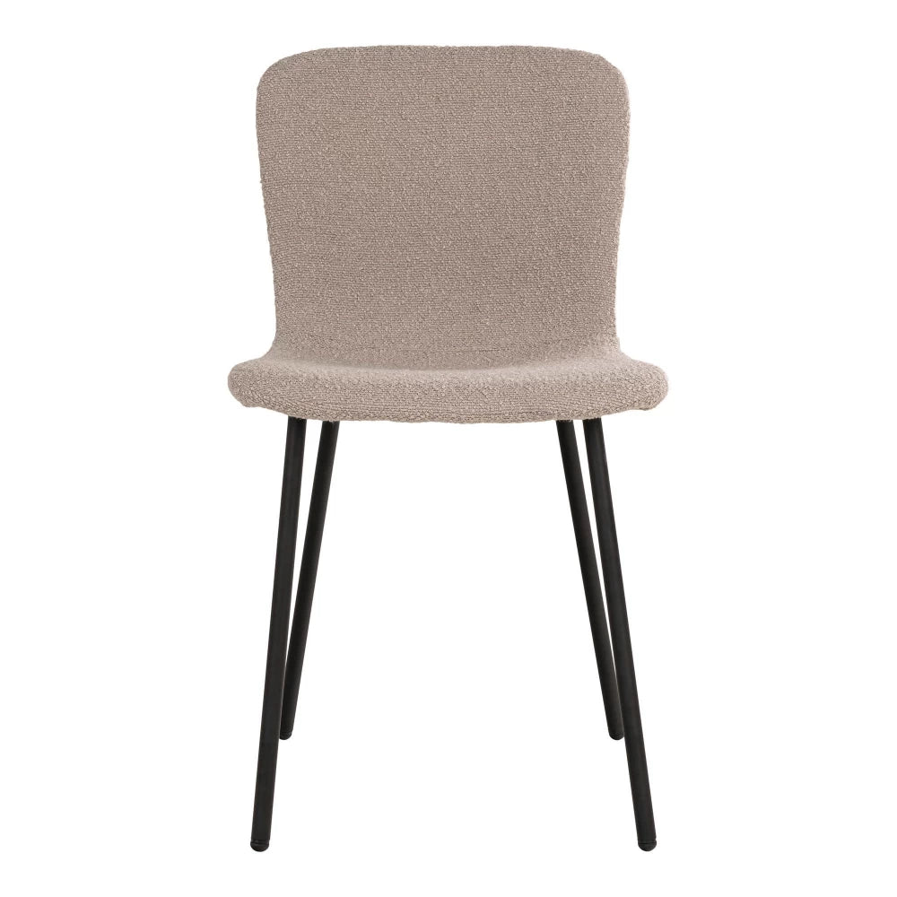 Set 2 scaune din Metal Negru si Stofa boucle Bej H76.5xL44.5xA52.5cm Halden