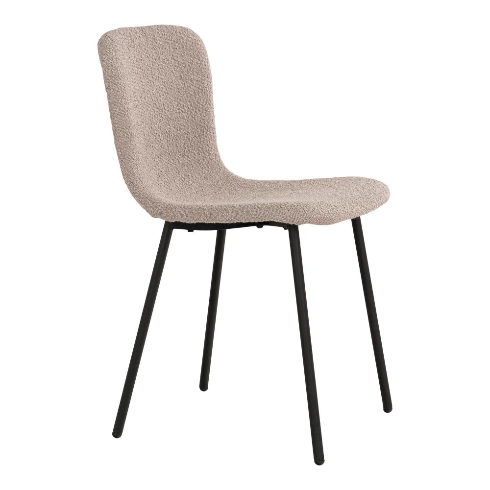 Set 2 scaune din Metal Negru si Stofa boucle Bej H76.5xL44.5xA52.5cm Halden