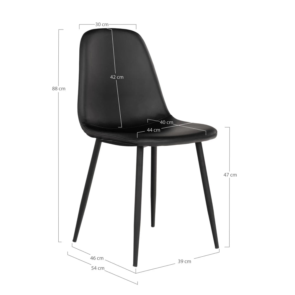 Set 2 scaune din Metal Negru si Piele sintetica Negru H88xL44xA54cm Stockholm