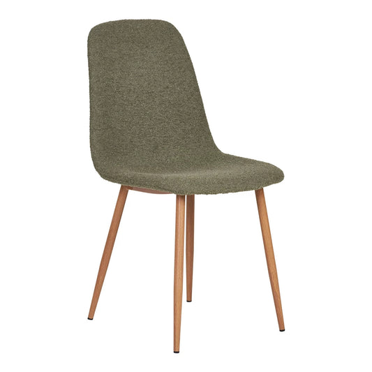 Set 2 scaune din Metal Maro cu aspect de lemn si Stofa boucle Verde H88xL44xA54cm Stockholm