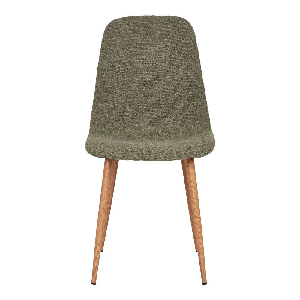 Set 2 scaune din Metal Maro cu aspect de lemn si Stofa boucle Verde H88xL44xA54cm Stockholm