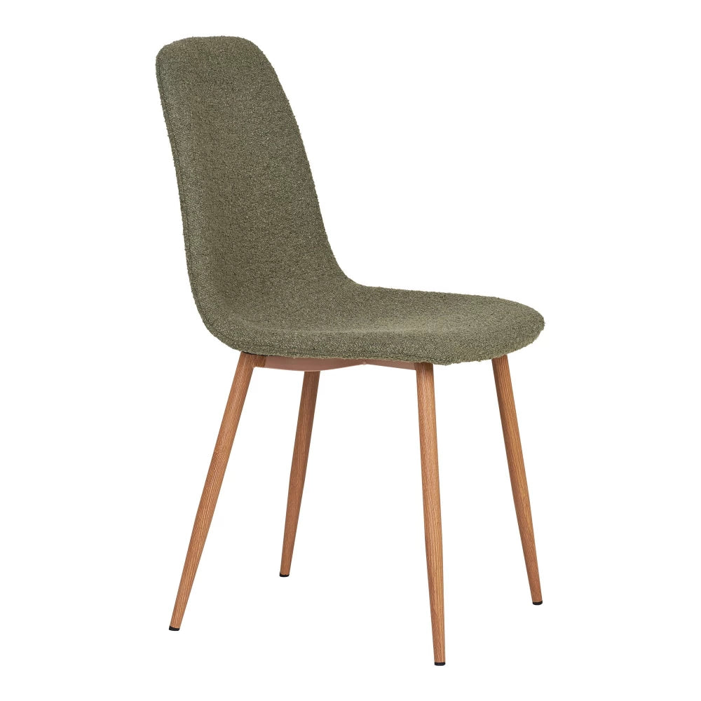 Set 2 scaune din Metal Maro cu aspect de lemn si Stofa boucle Verde H88xL44xA54cm Stockholm