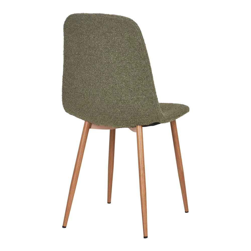Set 2 scaune din Metal Maro cu aspect de lemn si Stofa boucle Verde H88xL44xA54cm Stockholm