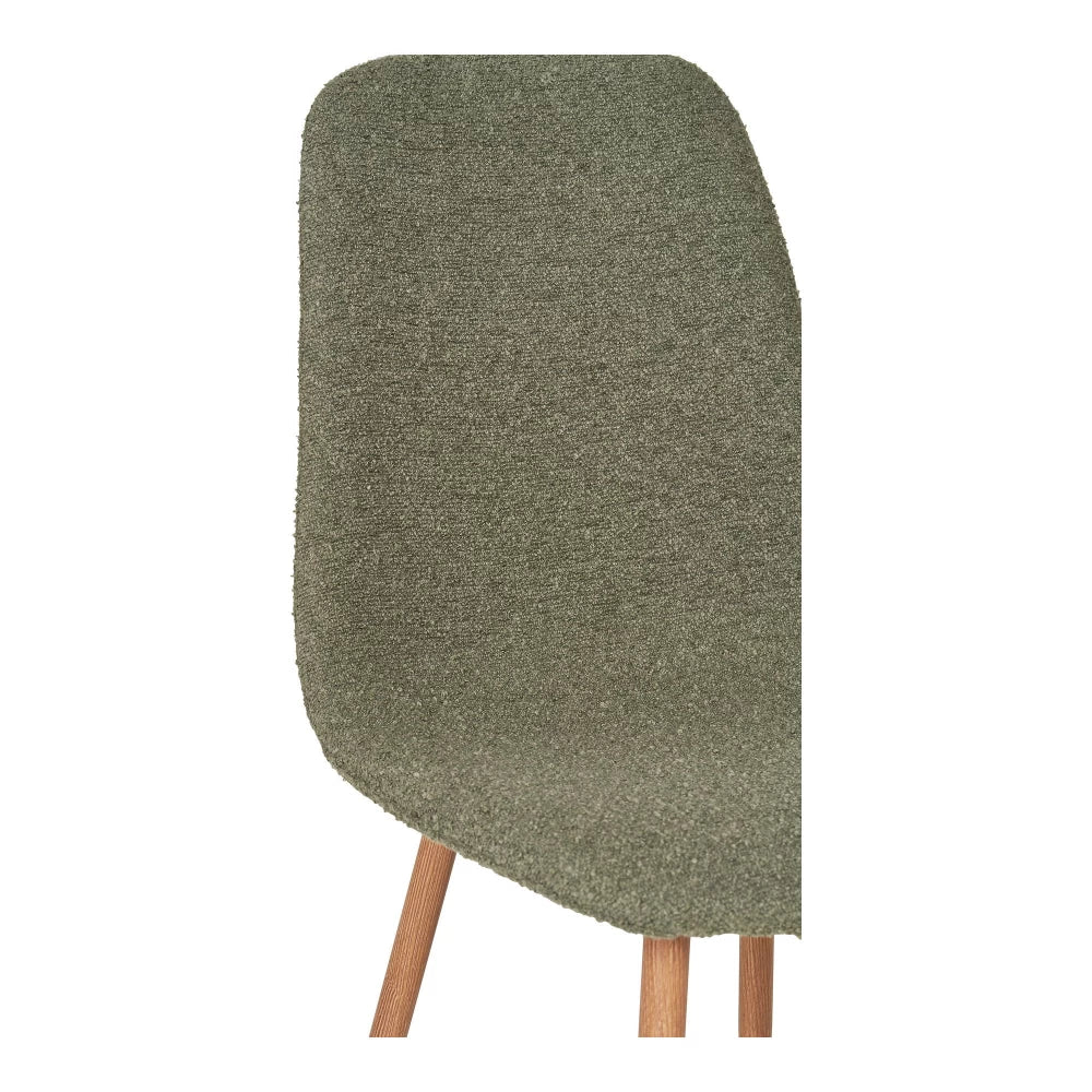 Set 2 scaune din Metal Maro cu aspect de lemn si Stofa boucle Verde H88xL44xA54cm Stockholm