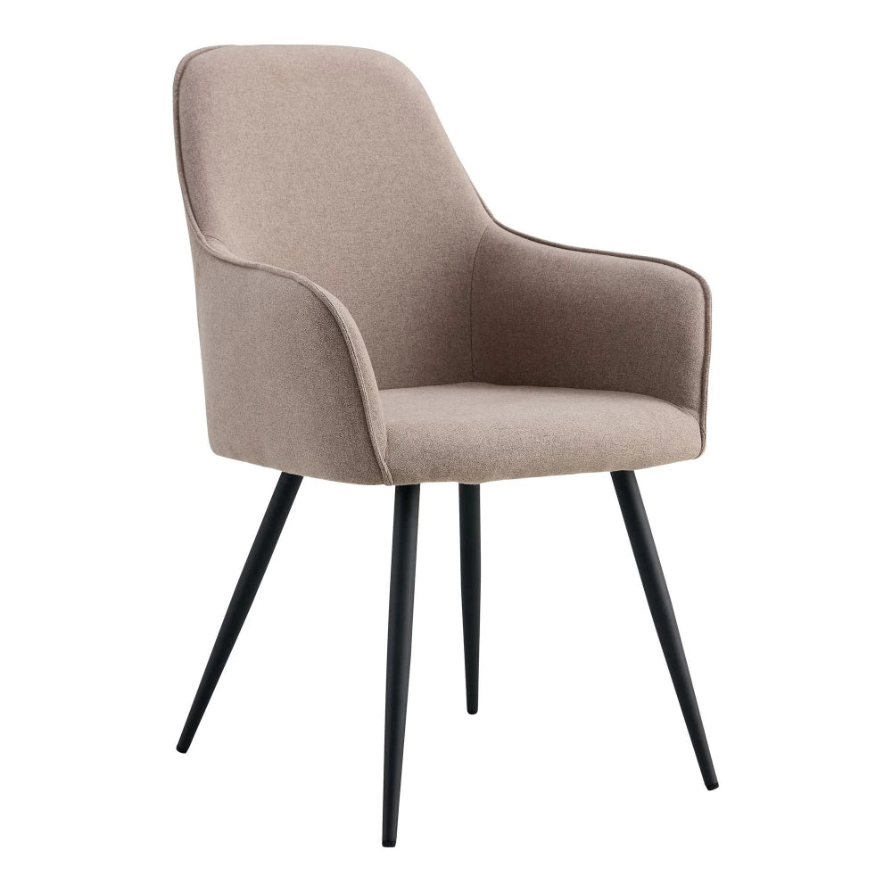 Set 2 scaune din Metal Negru si Stofa Bej H87xL57xA65cm Harbo