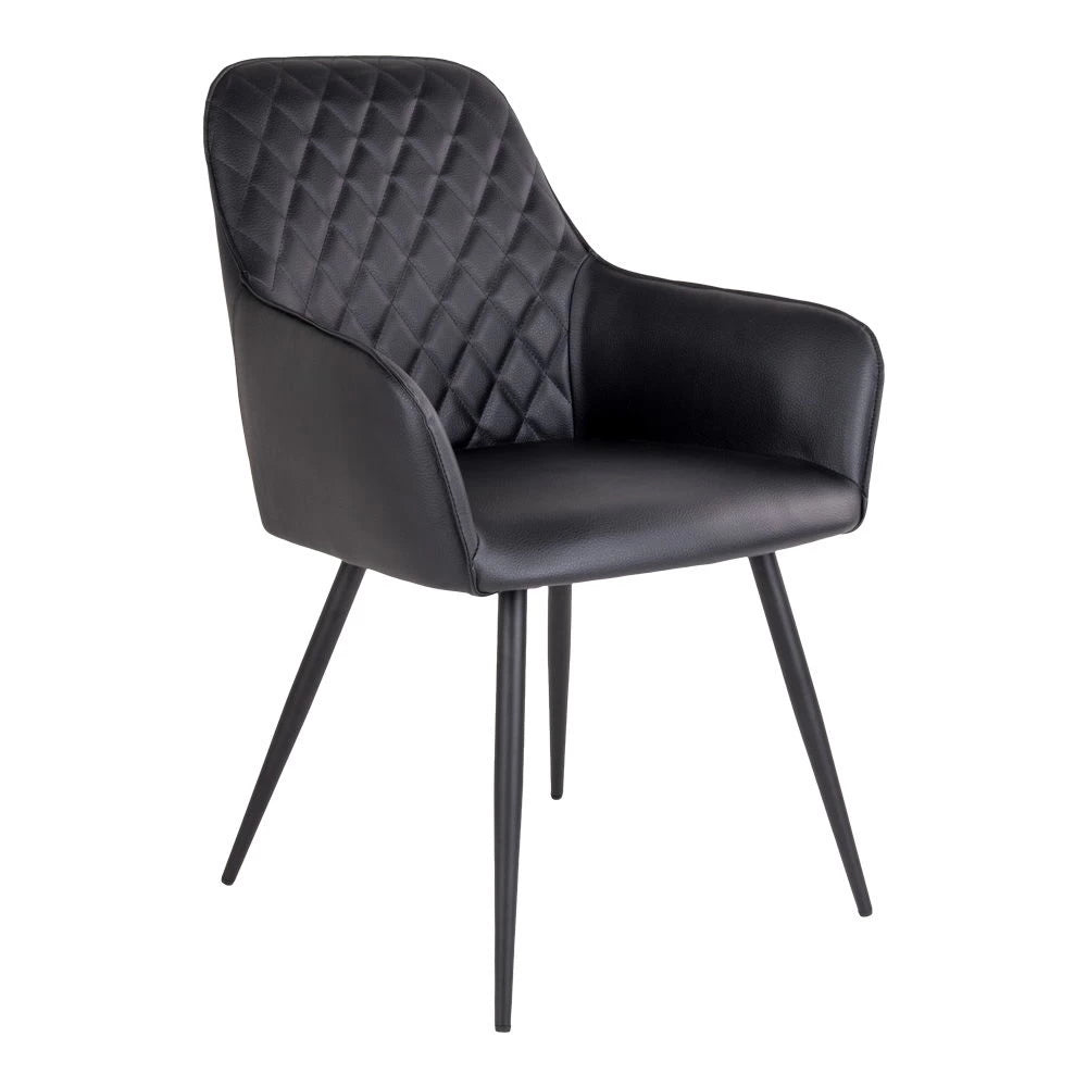 Set 2 scaune din Metal Negru si Piele sintetica Negru H87xL57xA65cm Harbo